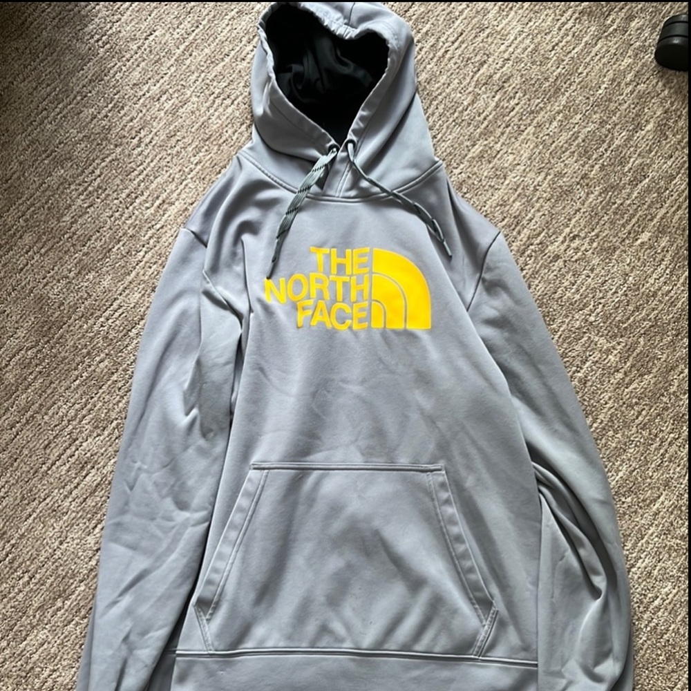 Mens large The North Face grey and yellow sweatshirt